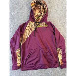 Huntworth Mens Hoodie L Maroon Camo Realtree Pullover‎ Hunting Outdoor